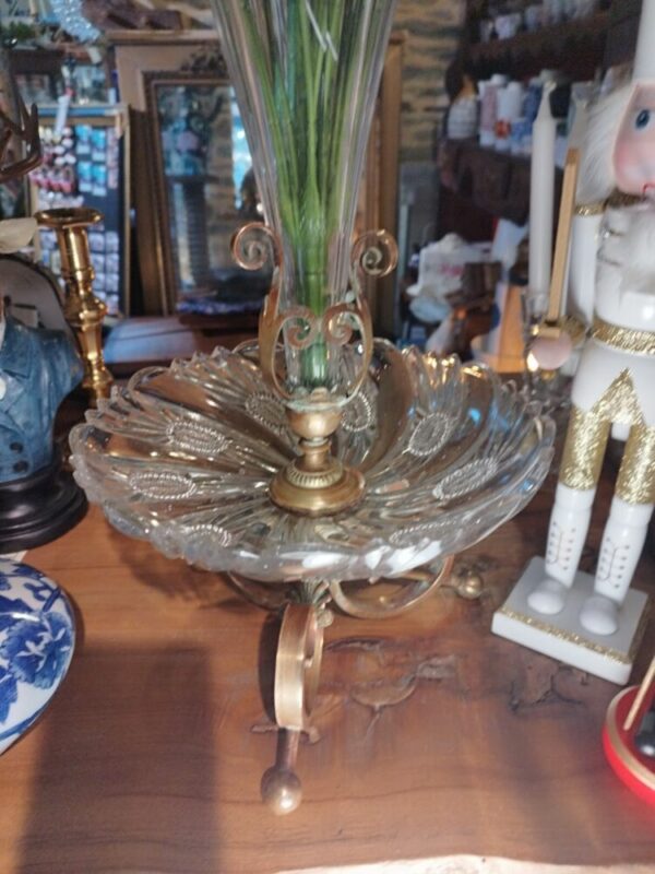 Ancien Centre de Table en verre et bronze – Image 3